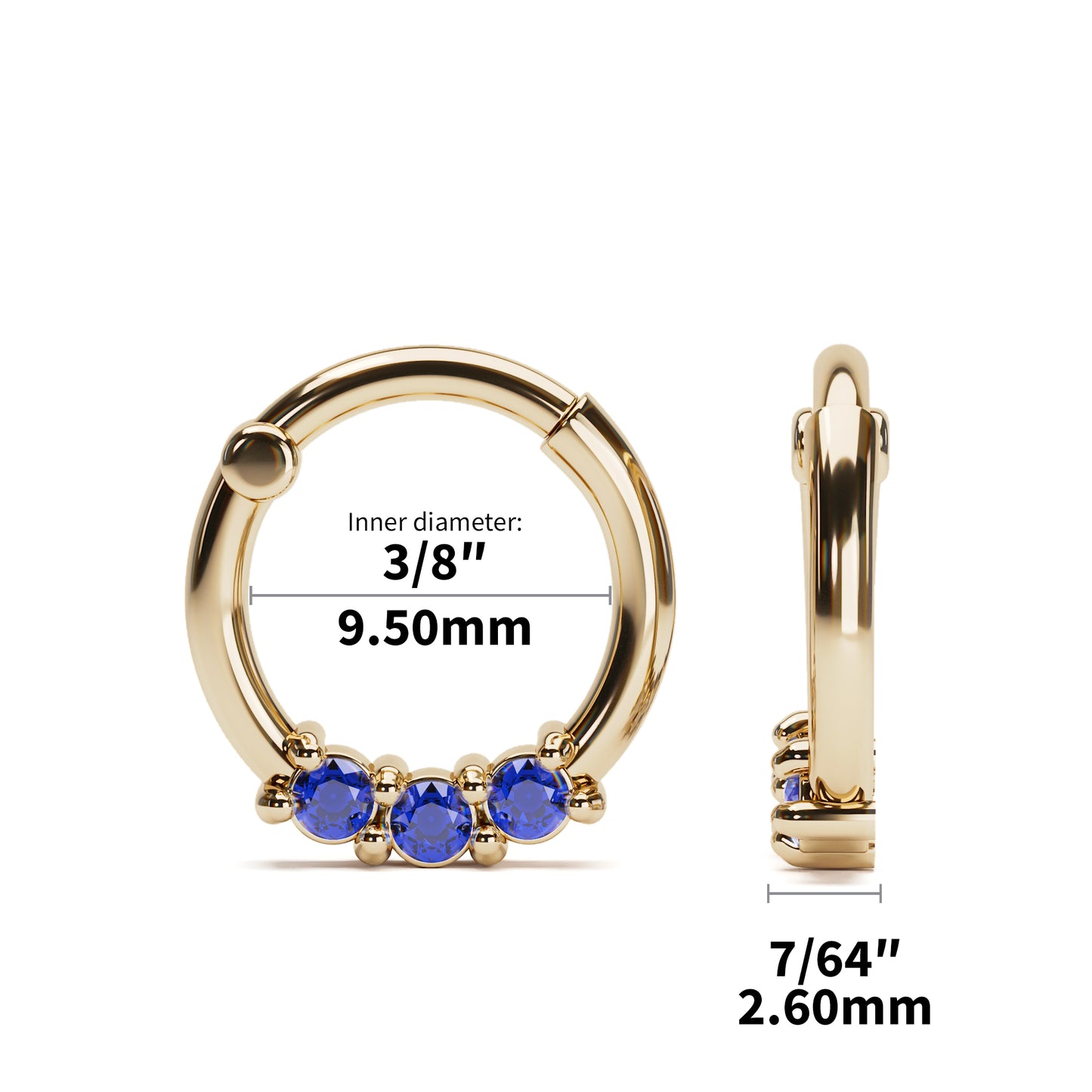 Solid Gold Tanzanite Clicker Hoop
