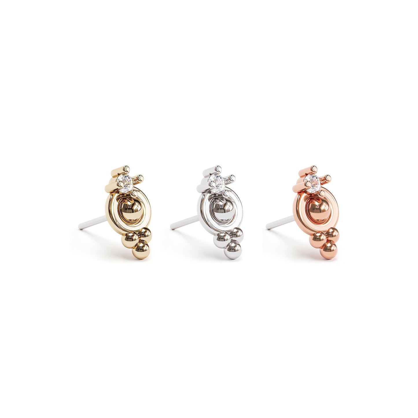 14K Gold Prong-Set Diamond Beaded Threadless End