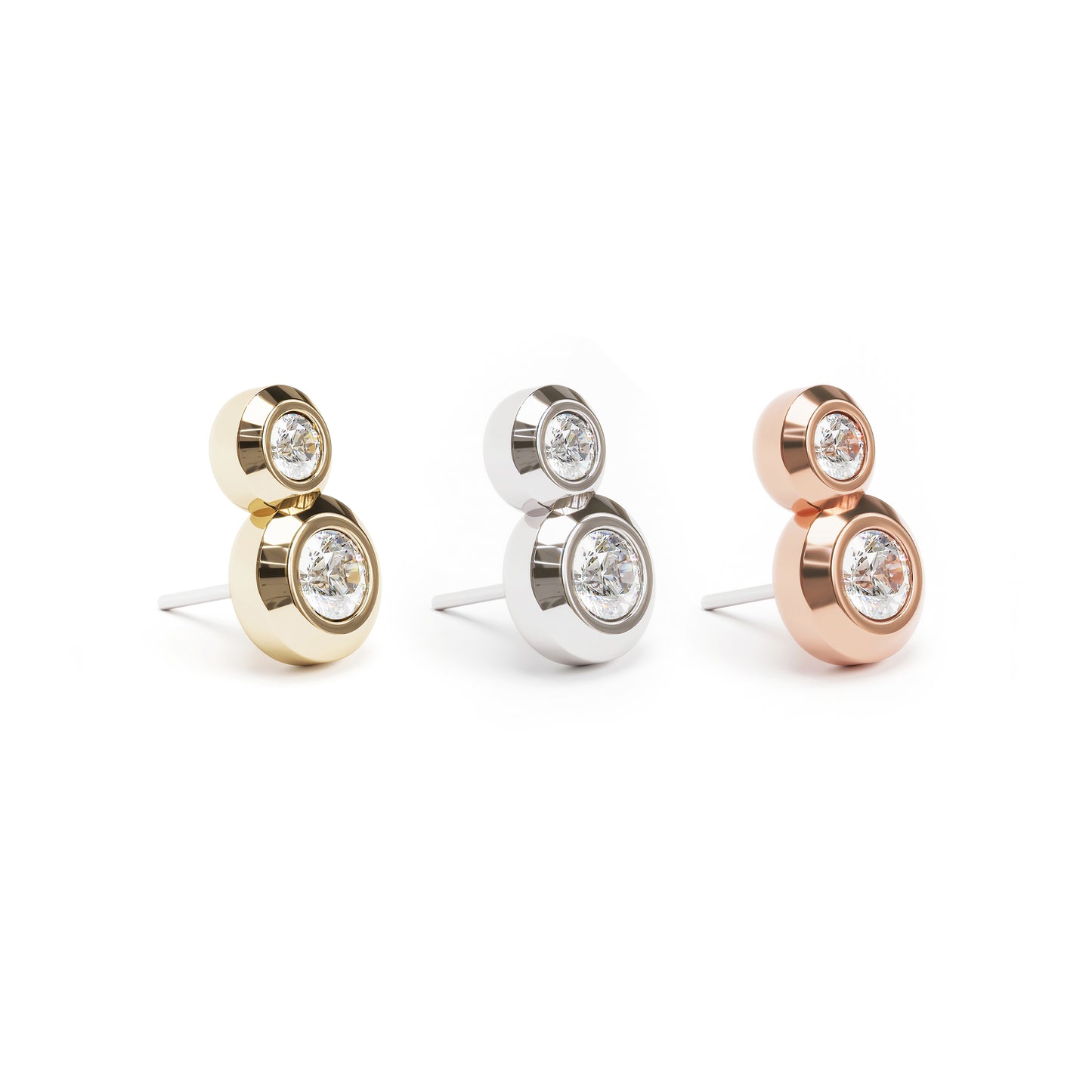 14K Gold Duo Diamond Threadless End
