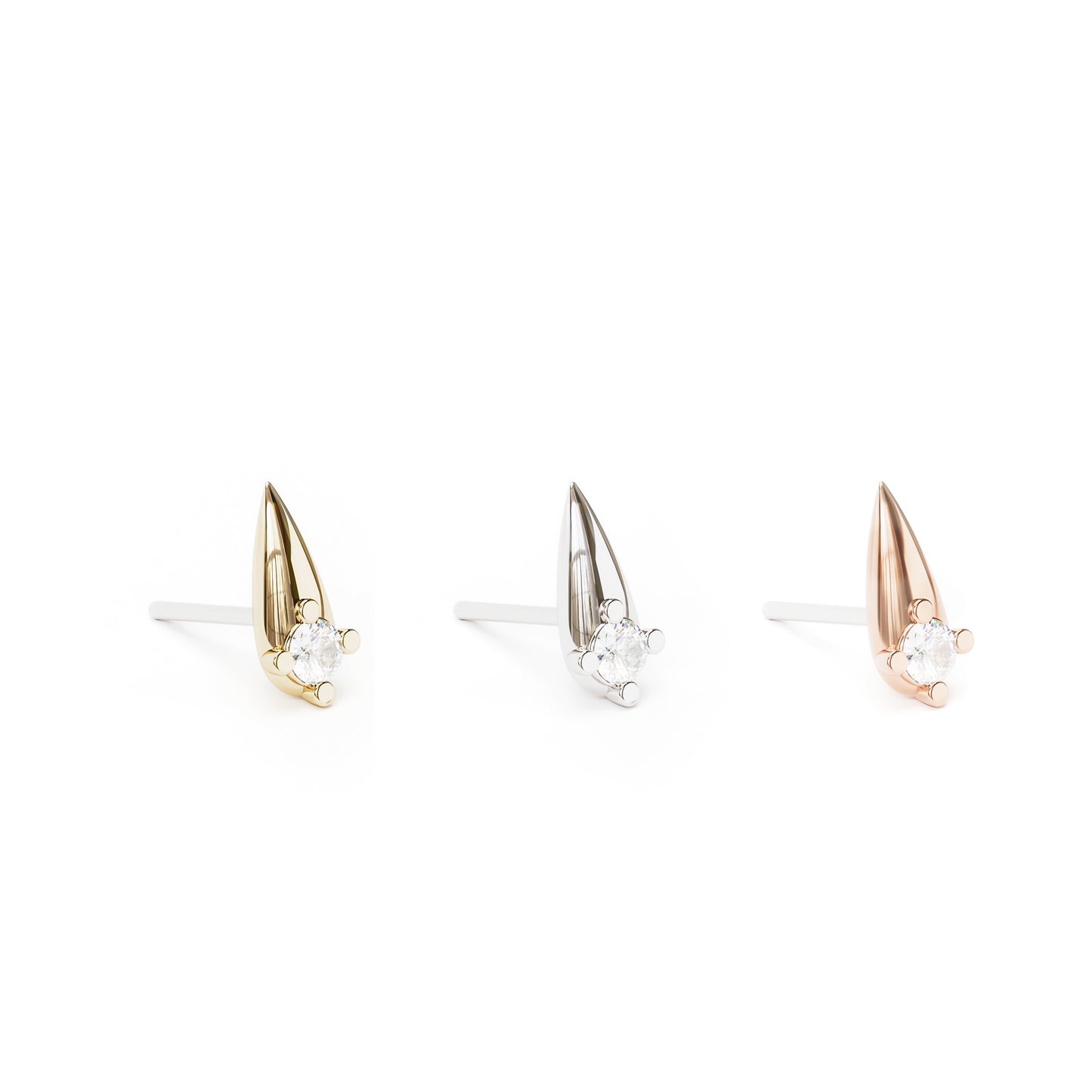 14K Gold Diamond Spike Threadless End