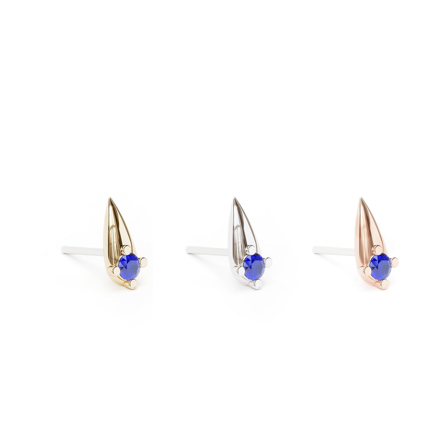 14K Gold Sapphire Spike Threadless End