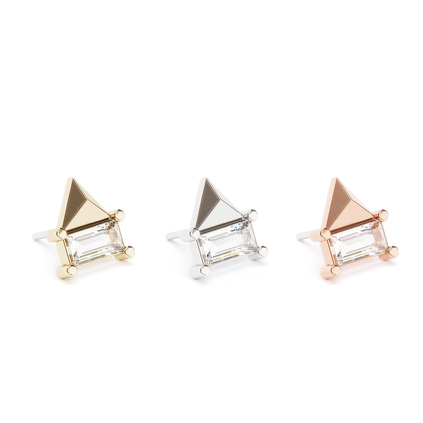 14K Gold Baguette Diamond Threadless End