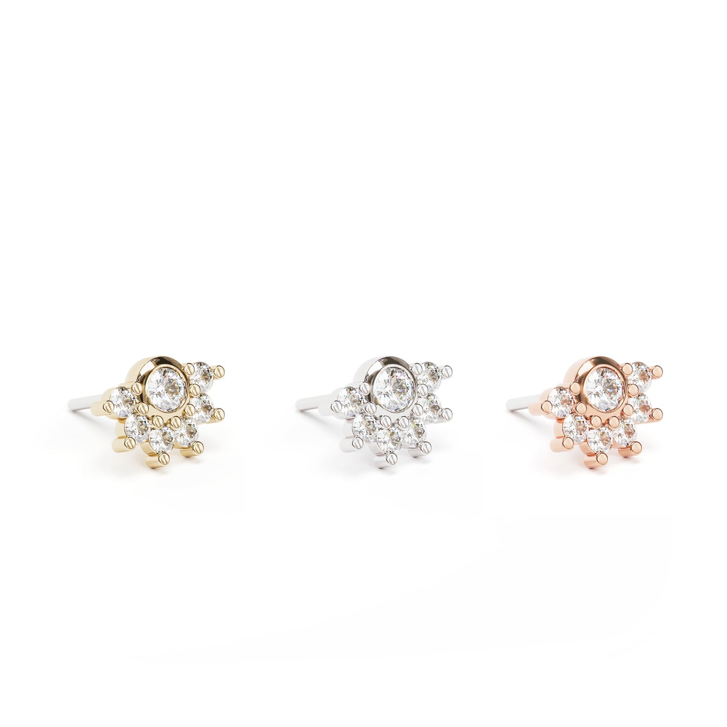14K Gold Half Pavé Diamond Threadless End