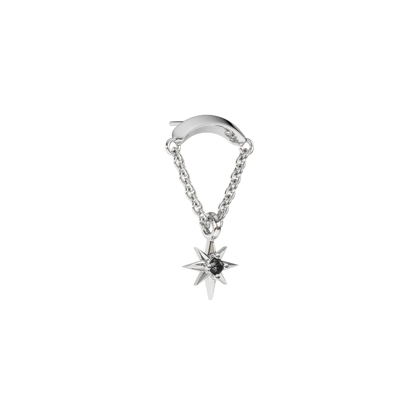 14K Gold Black Diamond Starburst Chain Threadless End