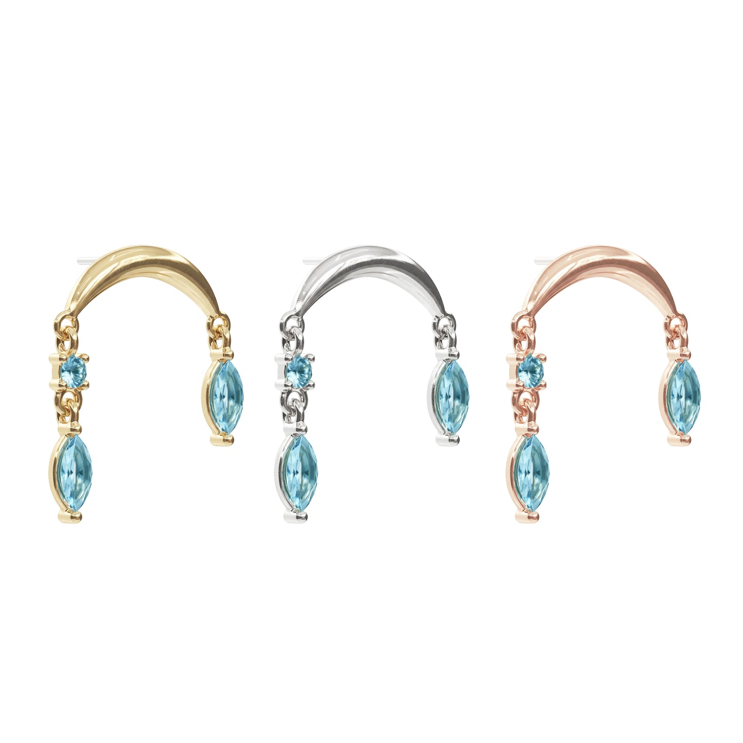 14K Gold Marquise Blue Topaz Drop Threadless End