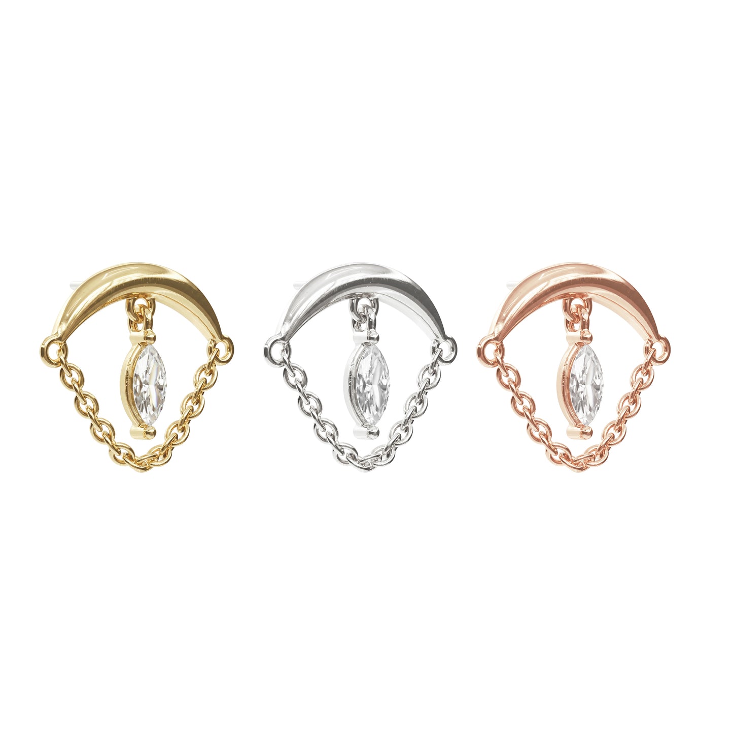 14K Gold Marquise Diamond Chain Threadless End