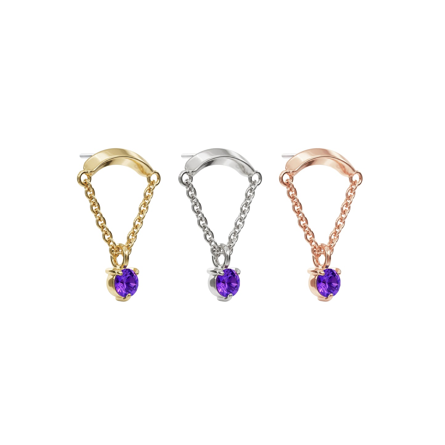 14K Gold Amethyst Chain Threadless End