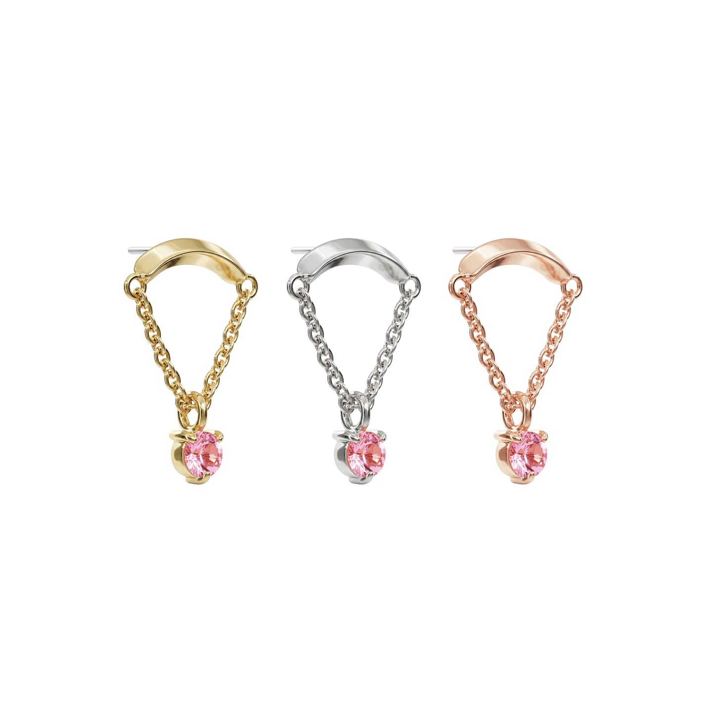 14K Gold Pink Tourmaline Chain Threadless End