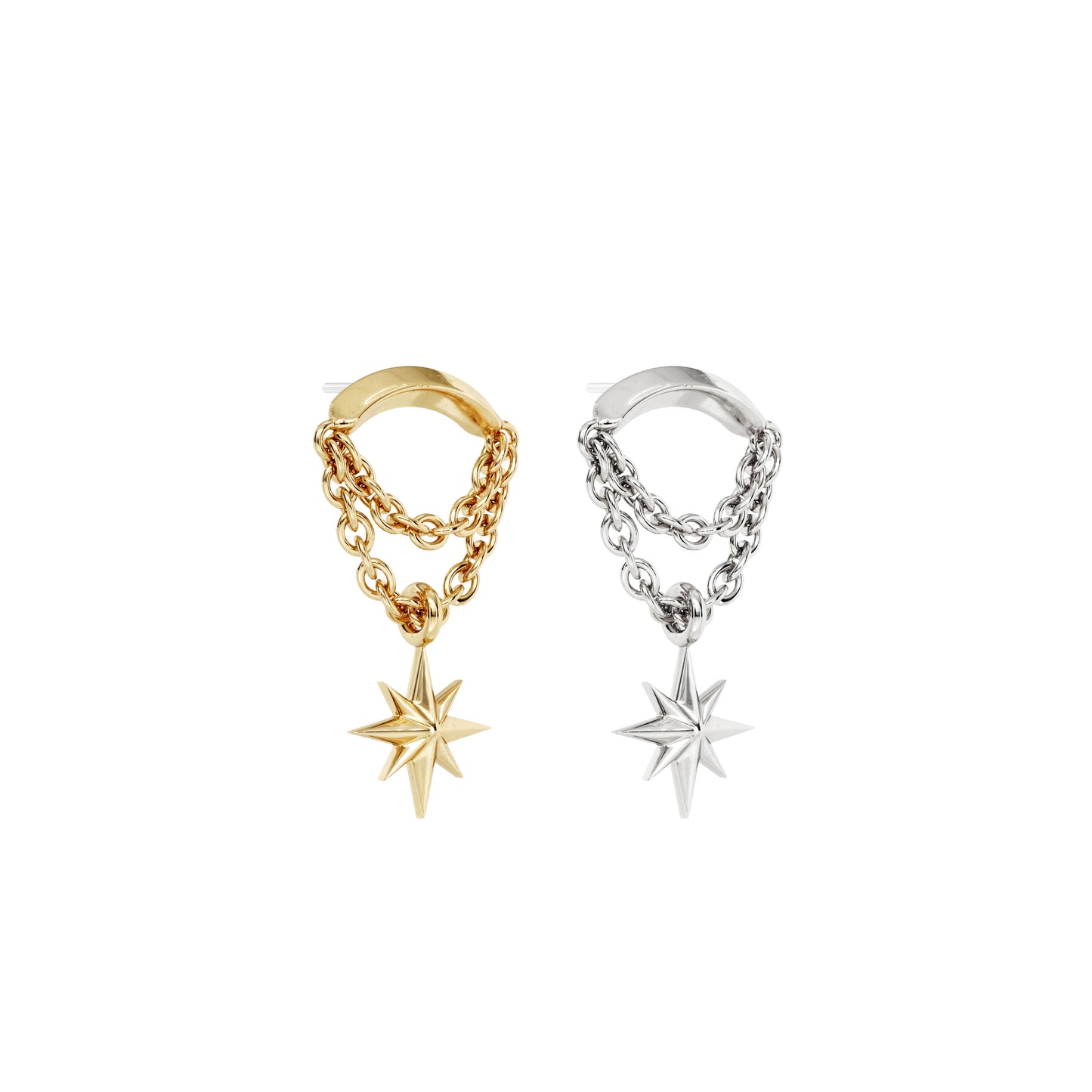 14K Gold Starburst Double Chain Threadless End