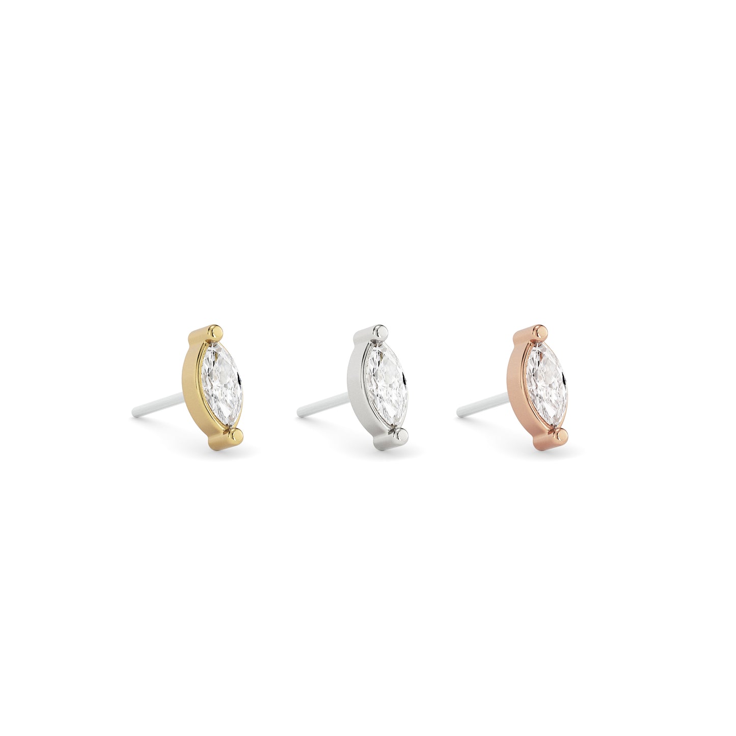 14K Gold Marquise Diamond Threadless End