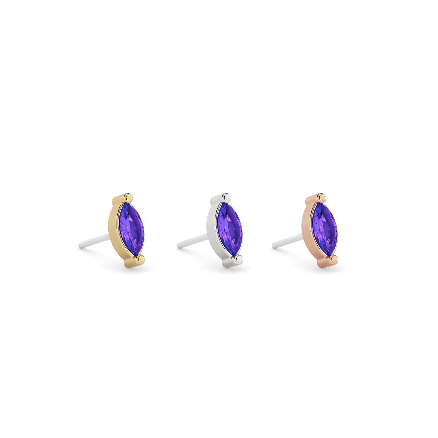 14K Gold Marquise Amethyst Threadless End