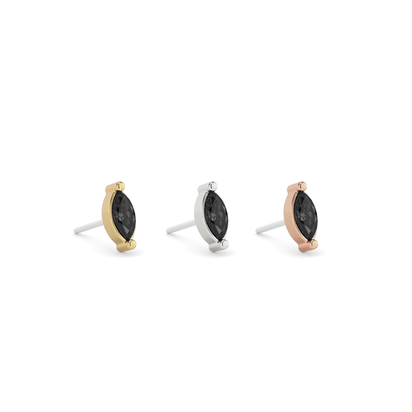 14K Gold Marquise Black Diamond Threadless End