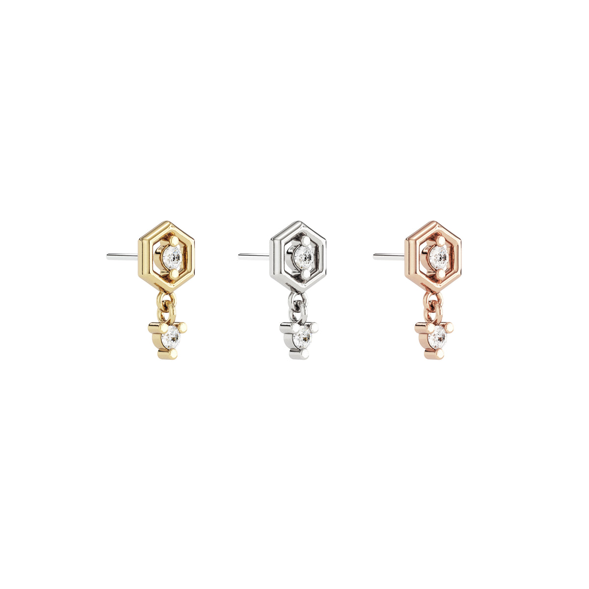 14K Gold Diamond Elio Threadless End