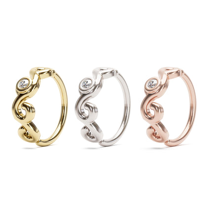 Solid Gold Diamond Swirl Seamless Hoop