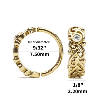 Solid Gold Diamond Indian Seamless Hoop