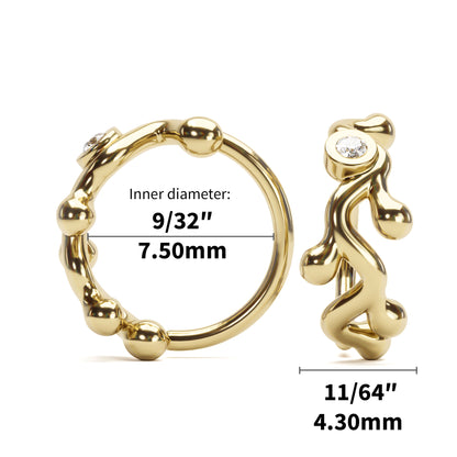 Solid Gold Diamond Vine Seamless Hoop