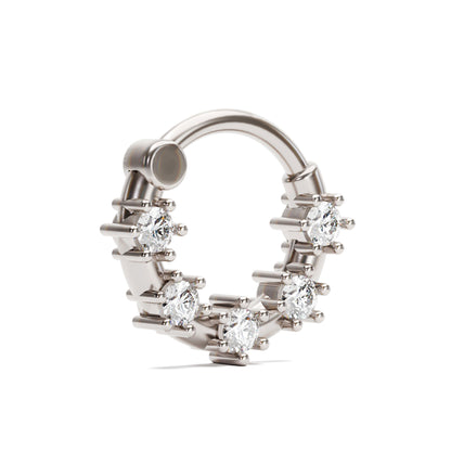 14K Gold Prong Set Diamond Helix Hoop