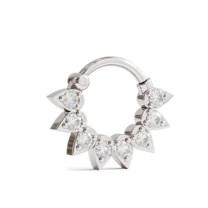 14K Gold Diamond Lotus Clicker Hoop