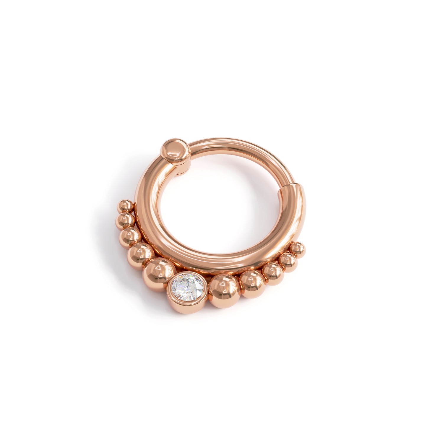 14K Gold Diamond Beaded Clicker Hoop