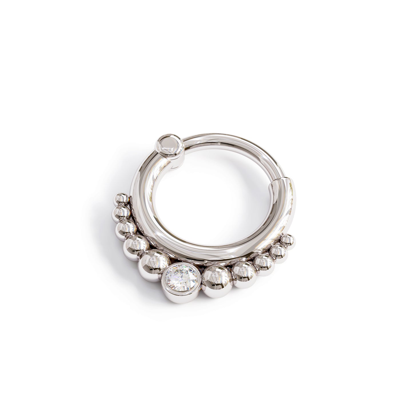 14K Gold Diamond Beaded Clicker Hoop