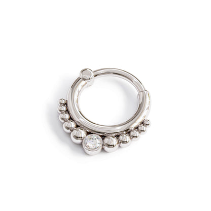 14K Gold Diamond Beaded Clicker Hoop
