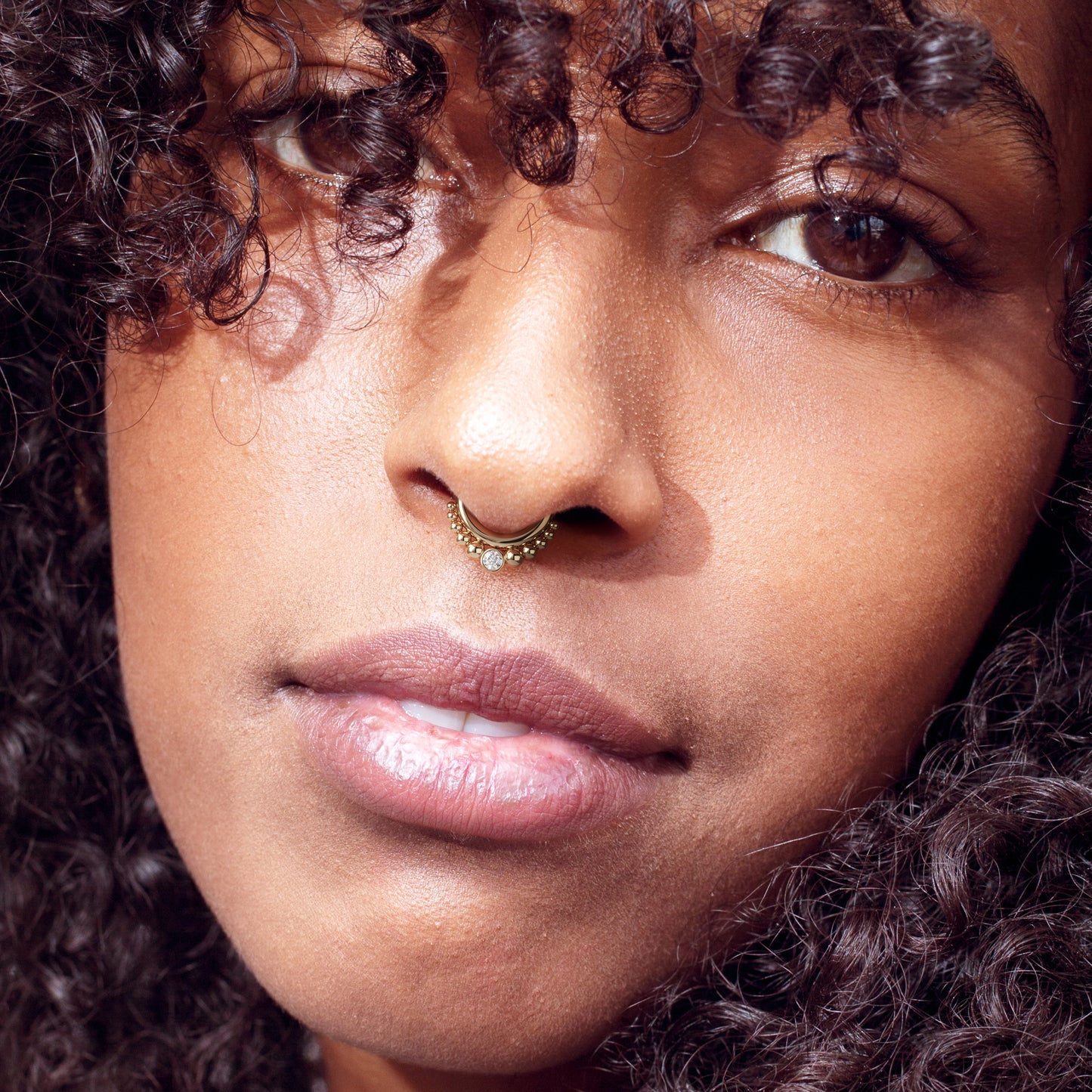 14K Gold Diamond Beaded Clicker Hoop
