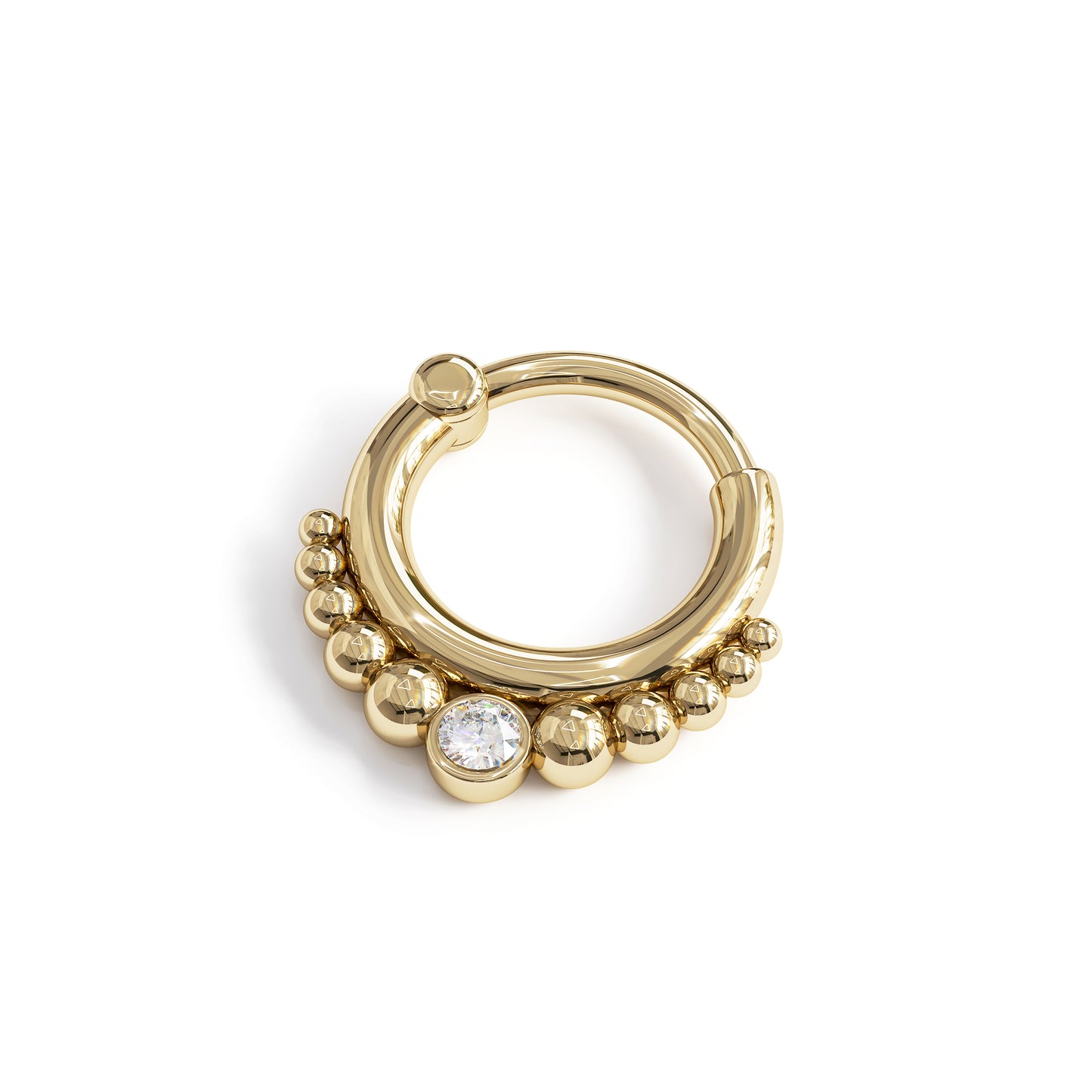 14K Gold Diamond Beaded Clicker Hoop