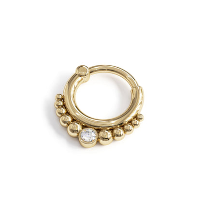 14K Gold Diamond Beaded Clicker Hoop