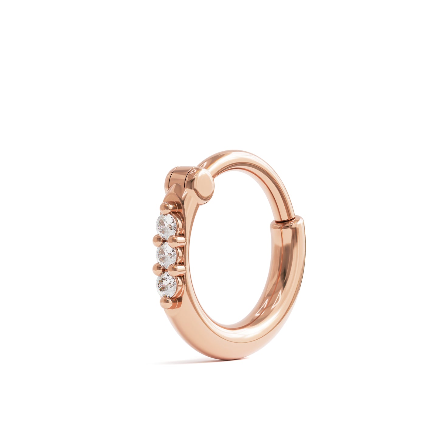 14K Gold Trio Diamond Clicker Hoop