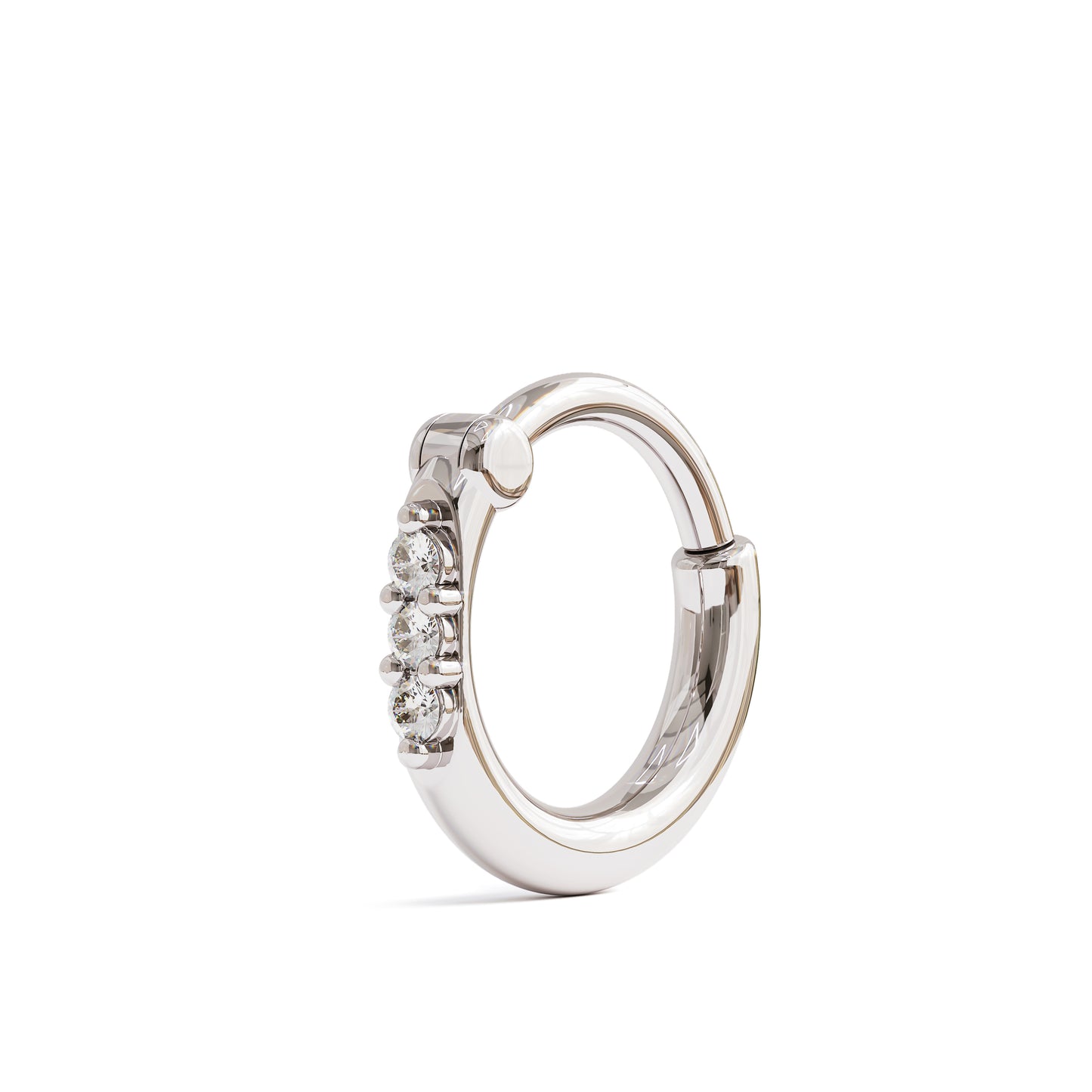 14K Gold Trio Diamond Clicker Hoop