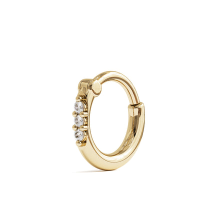 14K Gold Trio Diamond Clicker Hoop