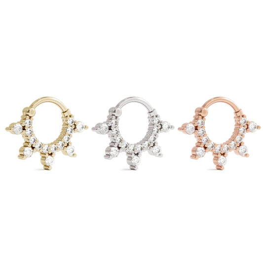 14K Gold Prong Set Diamond Clicker Hoop