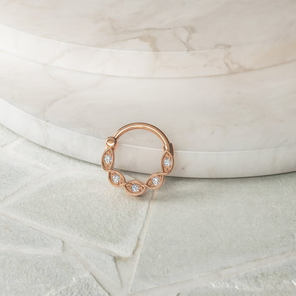 14K Gold Unique Diamond Clicker Hoop
