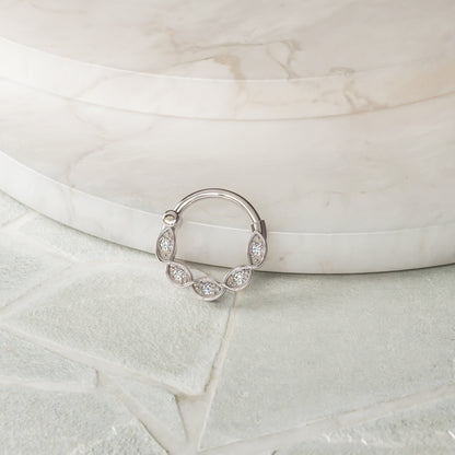 14K Gold Unique Diamond Clicker Hoop