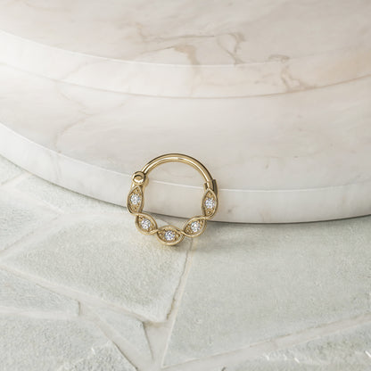 14K Gold Unique Diamond Clicker Hoop
