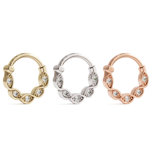 14K Gold Unique Diamond Clicker Hoop