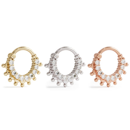 14K Gold Indian Diamond Clicker Hoop