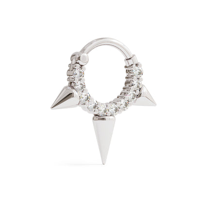 14K Gold Diamond Spike Clicker Hoop
