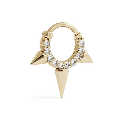 14K Gold Diamond Spike Clicker Hoop