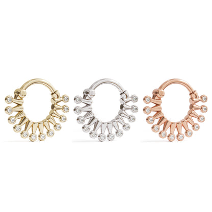 14K Gold Bezel Diamond Clicker Hoop