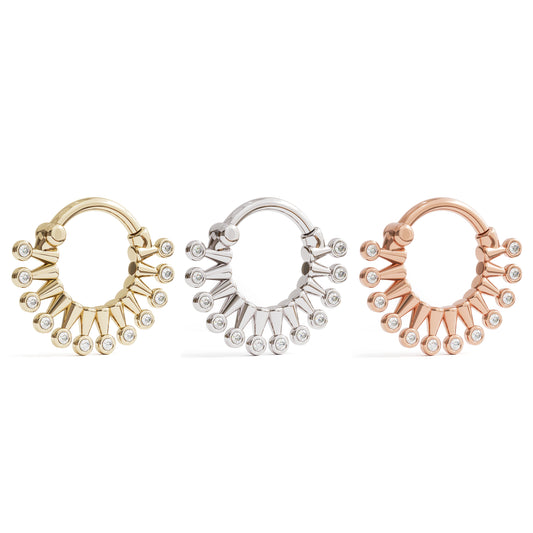 14K Gold Bezel Diamond Clicker Hoop