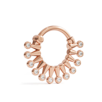 14K Gold Bezel Diamond Clicker Hoop