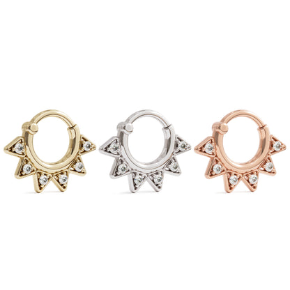 14K Gold Triangle Spike Diamond Clicker Hoop