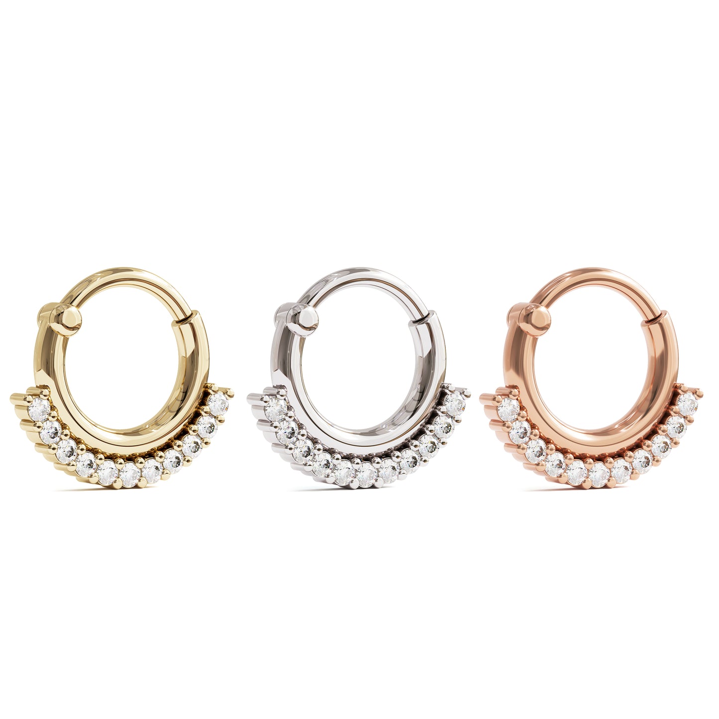 14K Gold Modern Diamond Clicker Hoop
