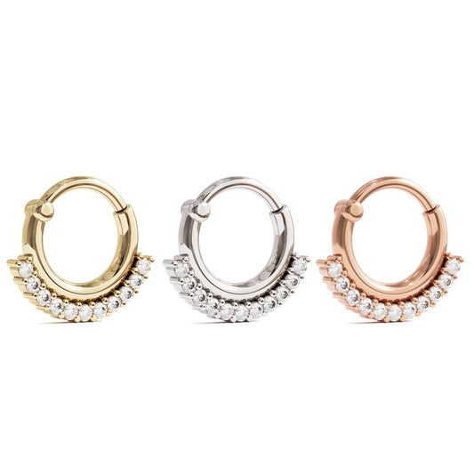 14K Gold Modern Diamond Clicker Hoop