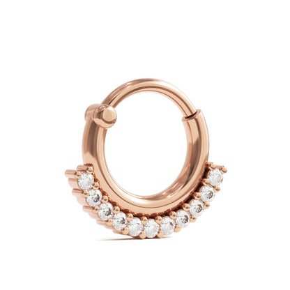14K Gold Modern Diamond Clicker Hoop