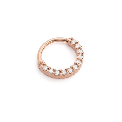 14K Gold Minimalist Diamond Clicker Hoop