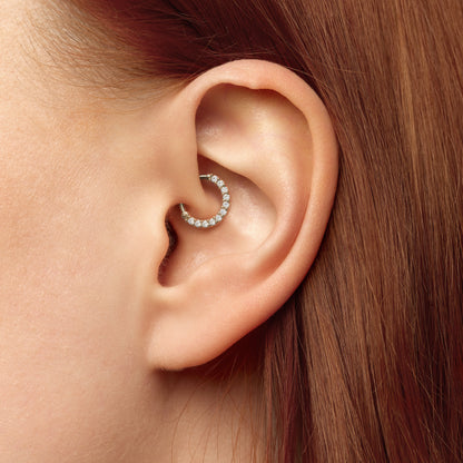 14K Gold Minimalist Diamond Clicker Hoop