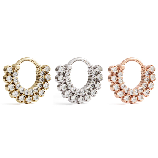 14K Gold Diamond Statement Clicker Hoop