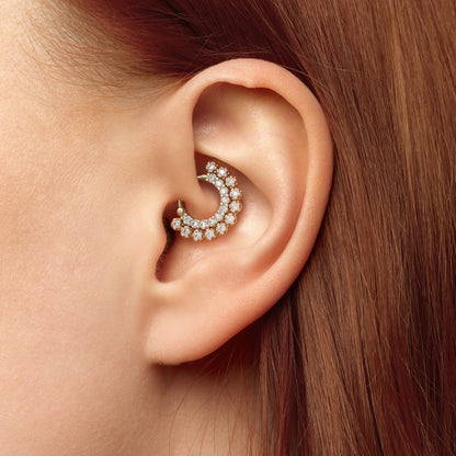 14K Gold Diamond Statement Clicker Hoop
